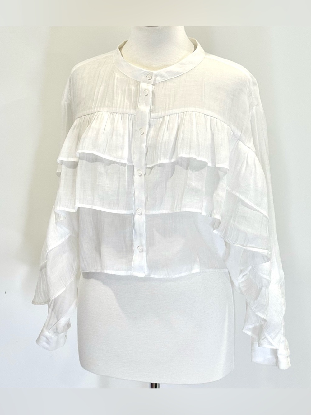 Zara white ruffle blouse